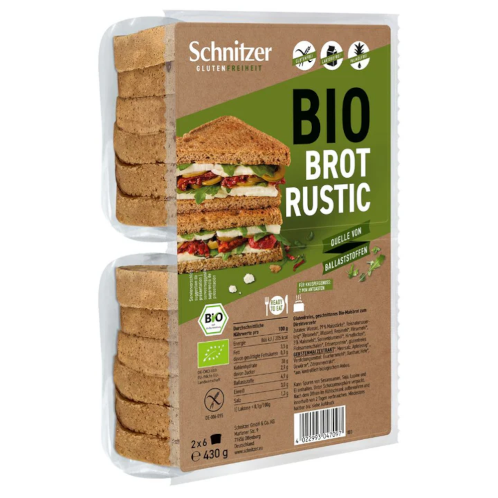 Schnitzer Organic Bread Rustic in Slices Gluten-Free 430g / 15.16oz