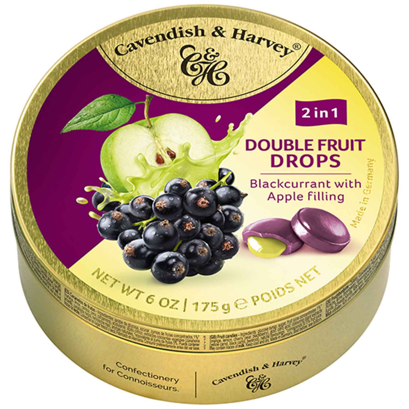 Cavendish & Harvey Double Fruit Drops Blackcurrant with Apple Filling 175g / 6.17oz