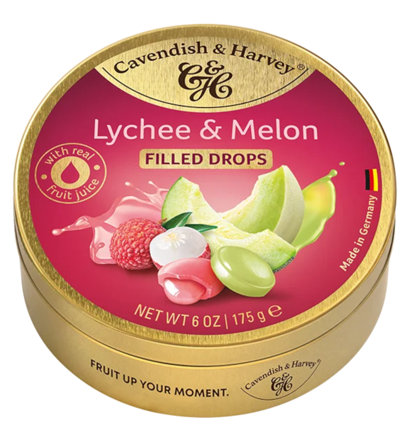 Cavendish & Harvey Lychee & Melon Fyldte Drops 175g / 6.17oz