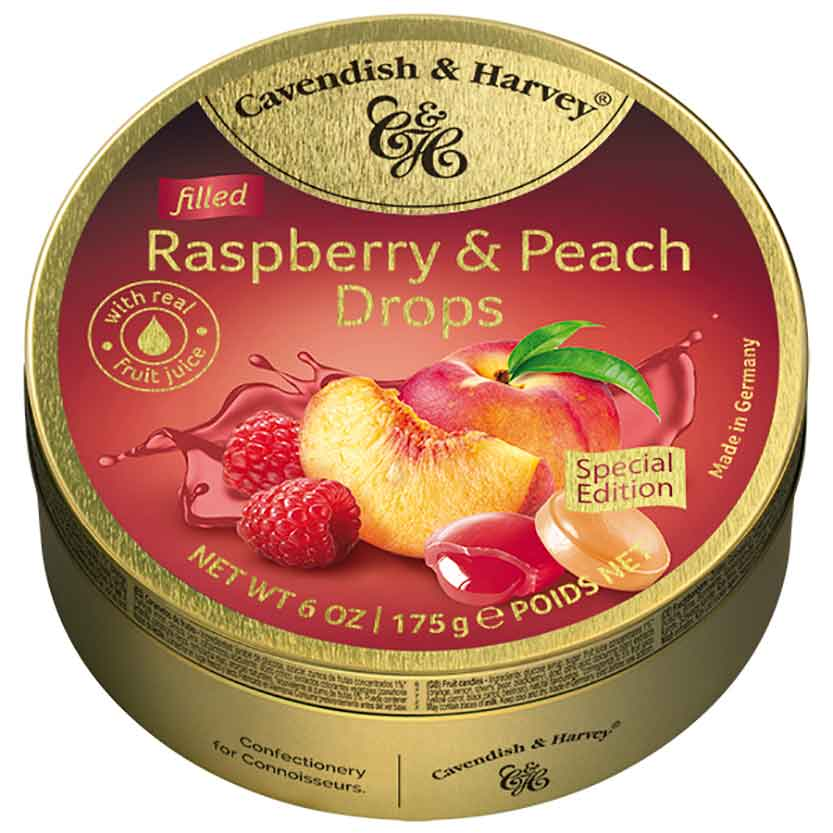 Cavendish & Harvey Raspberry & Peach Filled Drops 175g / 6.17oz