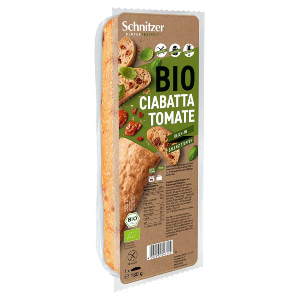 Schnitzer Bio Ciabatta Tomate Glutenfrei 180g / 6.34oz