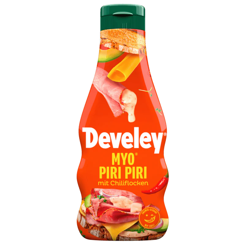 Develey MYO® Piri Piri Crema para ensalada vegana con copos de chile 235ml / 7.95 fl.oz.