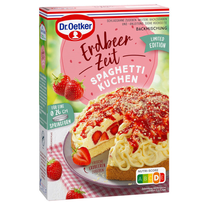 Dr. Oetker Erdbeer Zeit Spaghetti Kuchen Backmischung