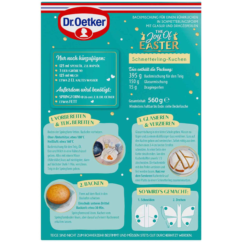 Dr Oetker De Vreugde van Pasen Vlindertaartmix 560g / 19.75oz