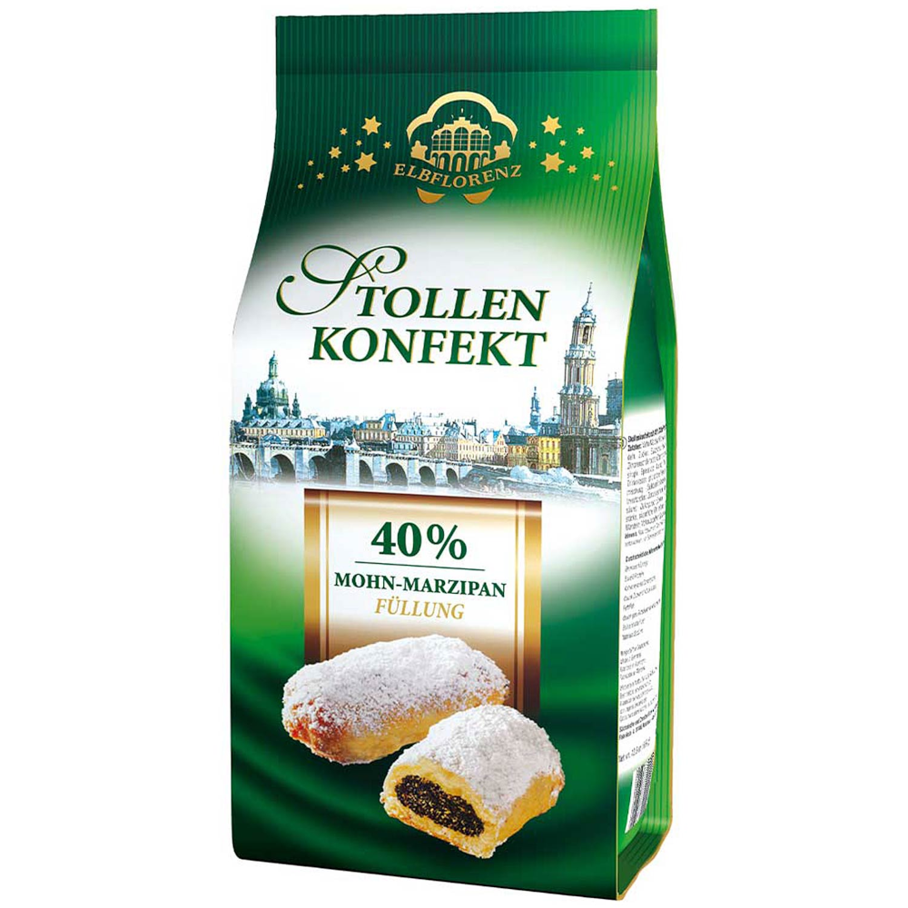 Elbflorenz Stollen confitería galletas navideñas de mazapán con semillas de amapola 350 g / 12,34 oz