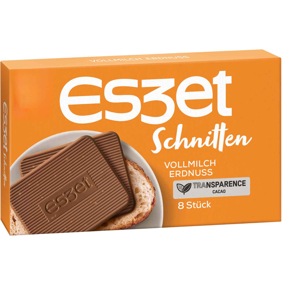 Rebanadas de chocolate con leche y maní Eszet, paquete de 8, 75 g/2,64 oz