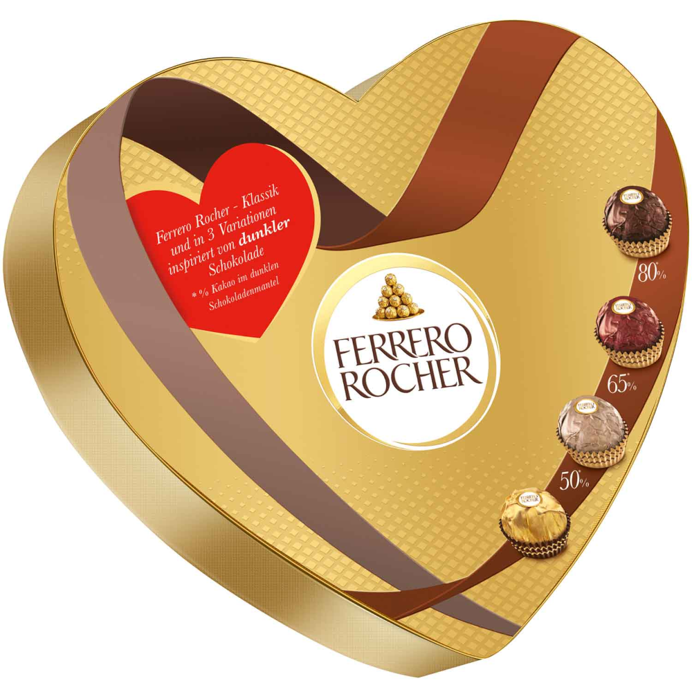 Ferrero Rocher Selection heart filled with 10 waffle hazelnut pralines 125g