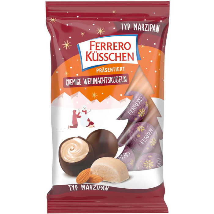 Ferrero Kisses Bolas de Natal Cremosas Tipo Marzipan 100g / 3.52oz