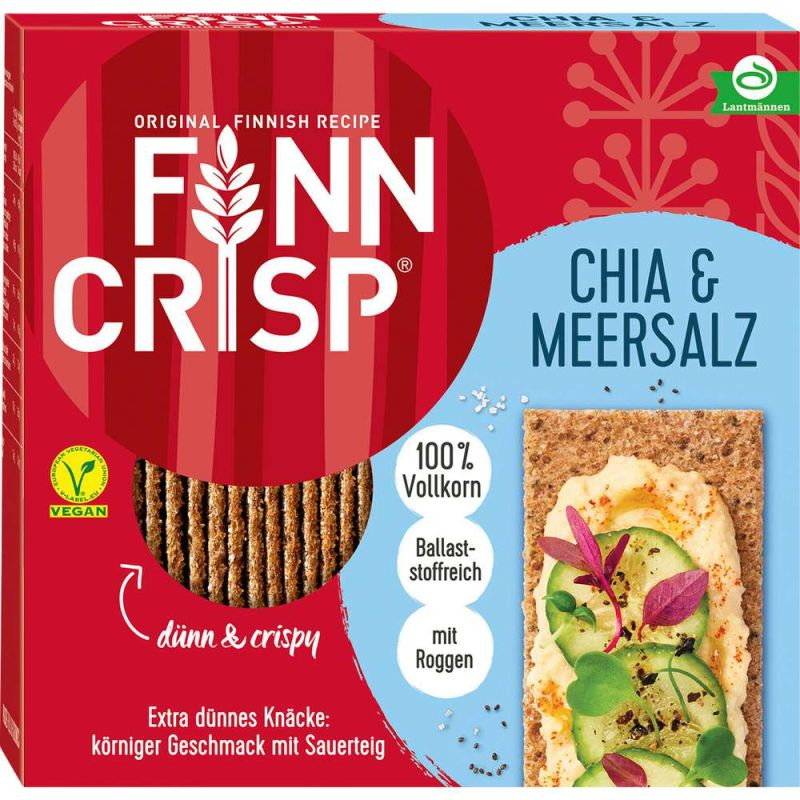 Finn Crisp Pan crujiente Chía y Sal Marina, vegano 195g / 6.88oz