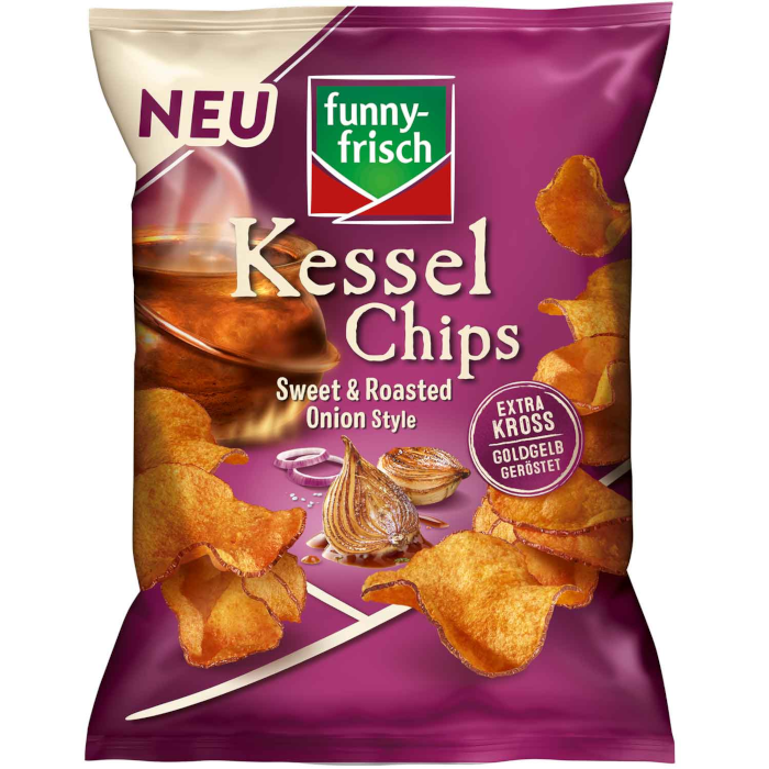 grappig-frisch Kessel Chips Zoet & Geroosterde Ui 120g