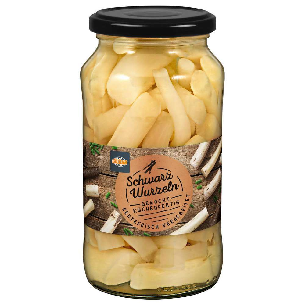 Globus Schwarzwurzeln verzehrfertig im Glas 530g / 18.69oz.