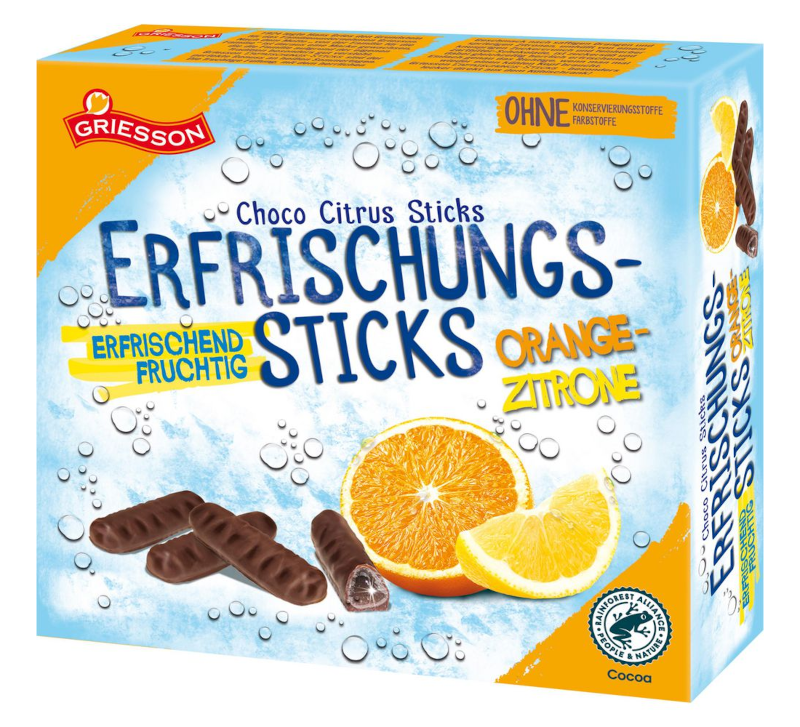 Griesson Choco Citrus Erfrischungs-Sticks Orange-Zitrone 150g / 5.29oz