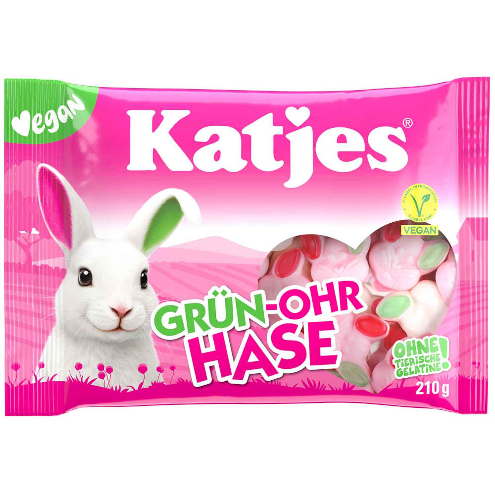 Katjes Green-Ear Bunny vegan foam sugar fruit gum 175g
