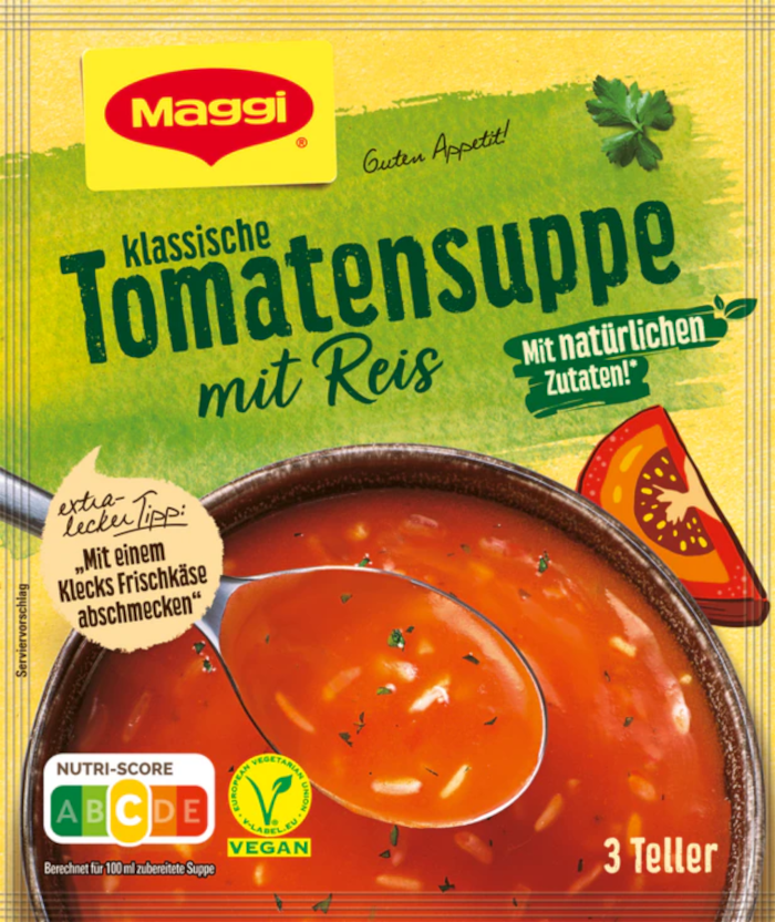 Maggi Guten Appetit vegane Tomatensuppe mit Reis
