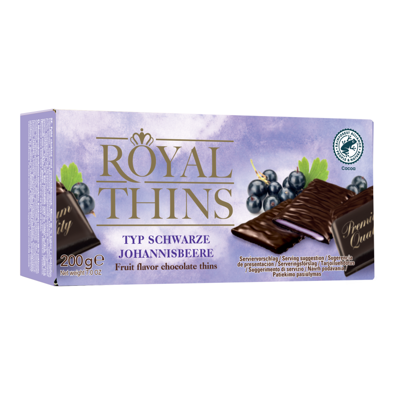 Halloren Royal Thins Blackcurrant Cream Tablets, vegan 200g / 7.05oz