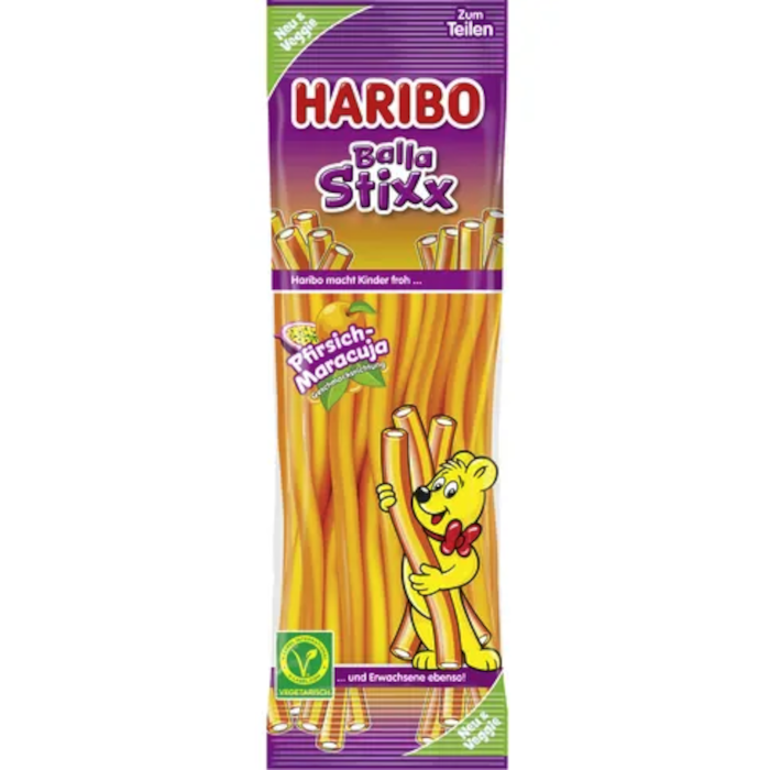 HARIBO Balla Stixx chicle de fruta vegetariano melocotón-maracuyá 175g