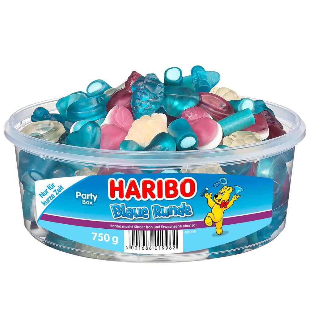 HARIBO Gomitas redondas de fruta azul y azúcar espumoso 750 g / 26,45 oz