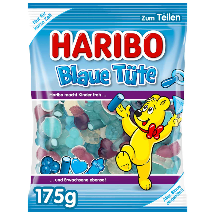 HARIBO Bolsa Azul Gominolas de Frutas y Azúcar Espumoso 175g