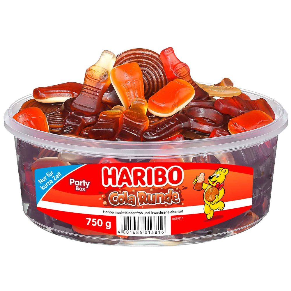 HARIBO Cola Gomitas Redondas de Frutas y Azúcar Espumoso 750 g / 26,45 oz