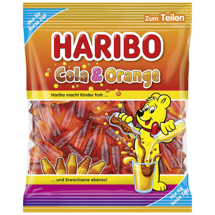 HARIBO コーラ＆オレンジ フルーツグミ ボトル形 160g / 5.64oz