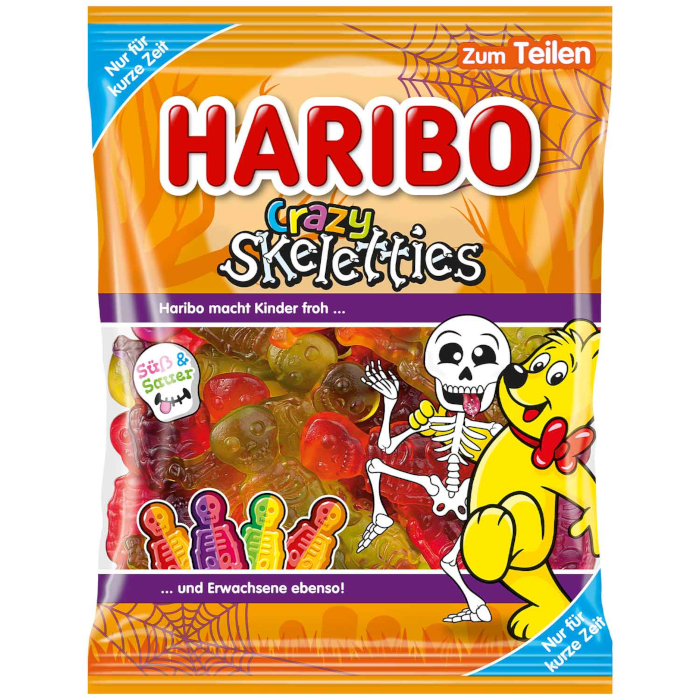 HARIBO Crazy Skeletties Süß-Saure Fruchtgummis 160g / 5.64oz