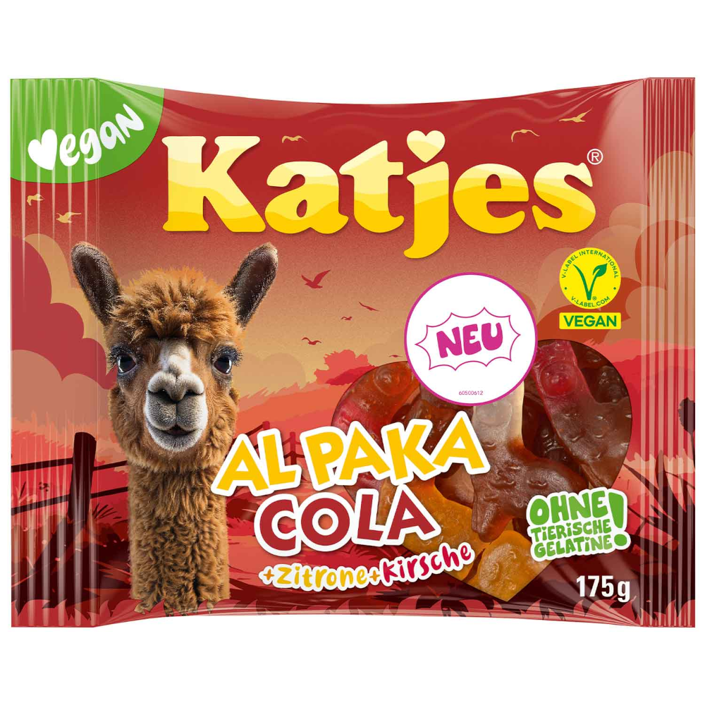 Katjes Al Paka Chicle de frutas vegano Cola+Limón+Cereza 175g