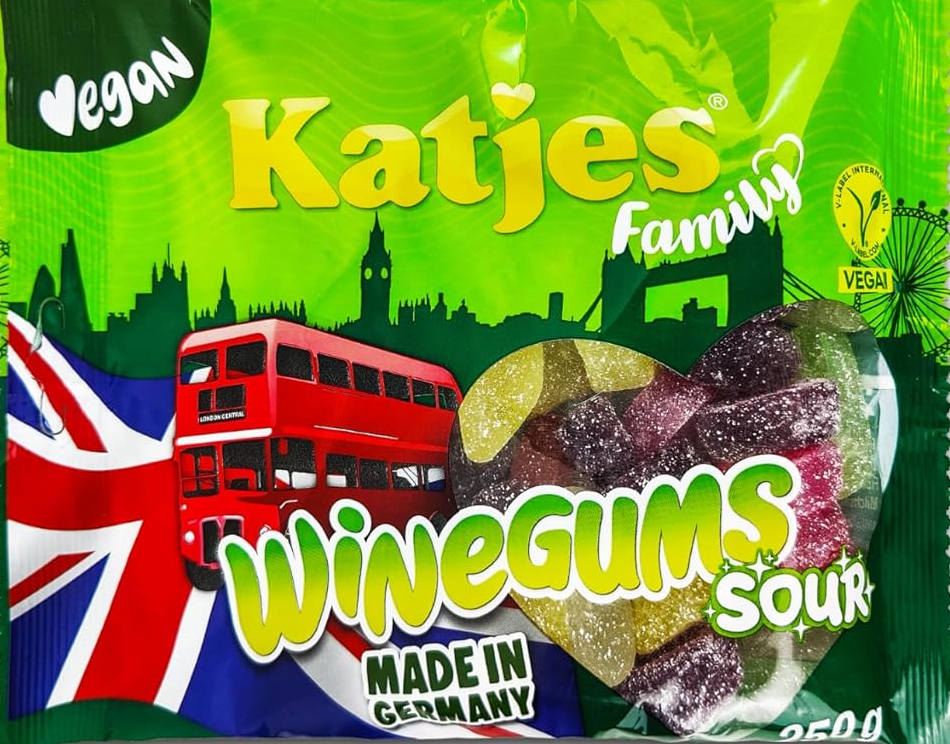 Katjes Familie Winegums Zuur veganistisch Fruitgummi 250g / 9.7oz