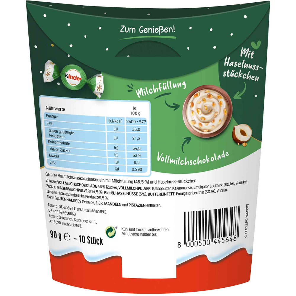 Ferrero Kinder Milk &amp; Hazelnut Sensations Balls 90g / 3.17oz