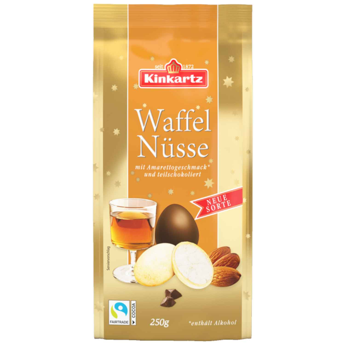 Kinkartz Wafer Nuts Amaretto, partially chocolate-coated 250g / 8.81oz