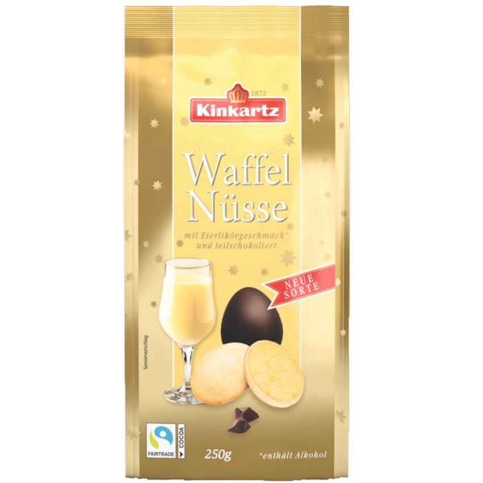 Kinkartz Wafer Nuts Eggnog, partially chocolate-coated 250g / 8.81oz