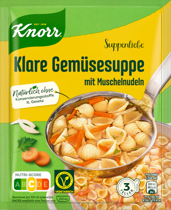 Knorr Suppenliebe Clear Vegetable Soup with Shell Noodles 0.75 liters