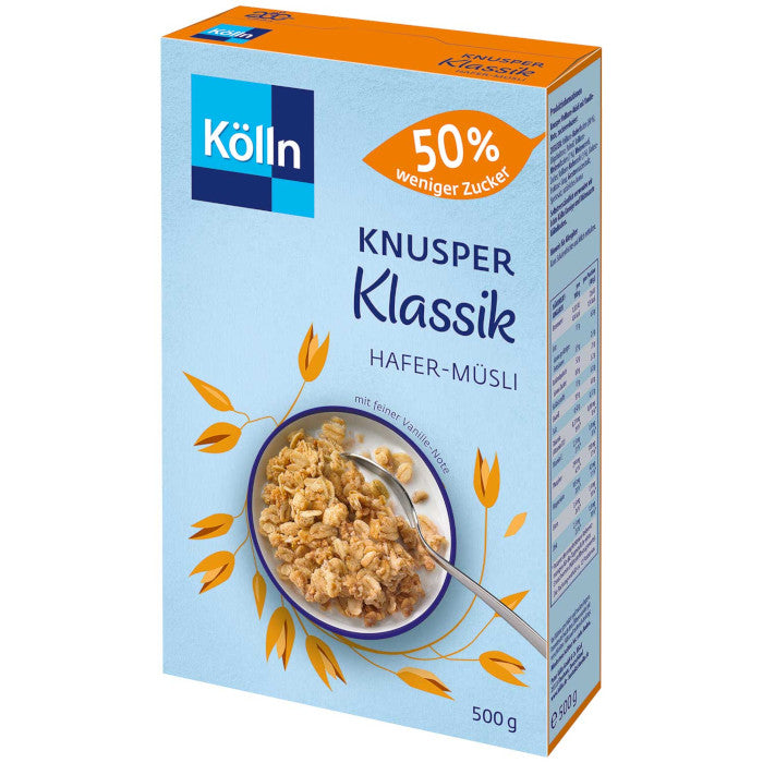 Kölln Knusper Klassik 50% weniger Zucker Hafer-Müsli 500g / 17.63oz