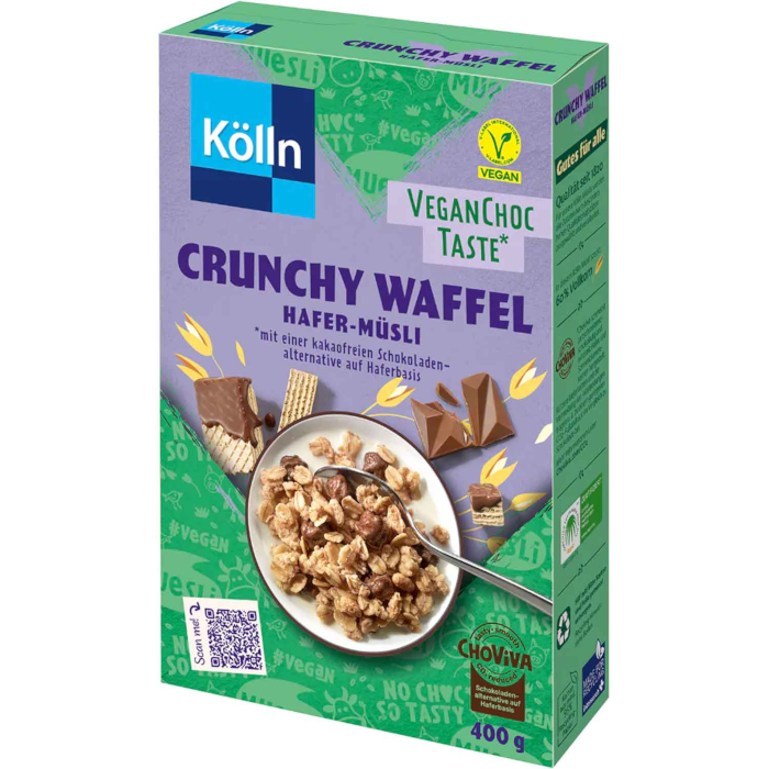 Kölln Crunchy Waffel Vegan Choc Taste Hafer-Müsli 400g / 14.1oz