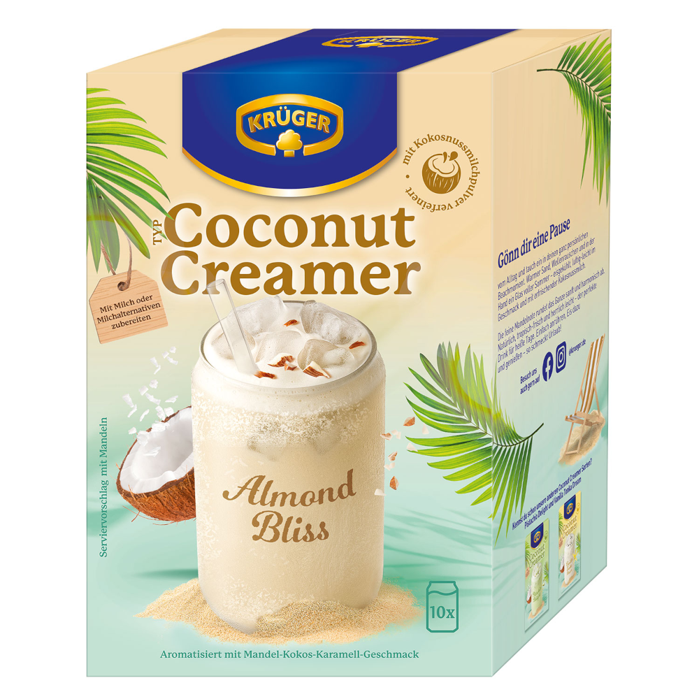 KRÜGER Crème de Noix de Coco Bonheur Amande en poudre pour boisson 10 pcs