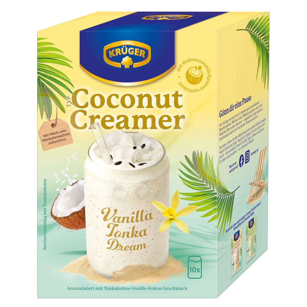 KRÜGER Crème de Noix de Coco Vanille Tonka Rêve en poudre pour boisson 10 pcs
