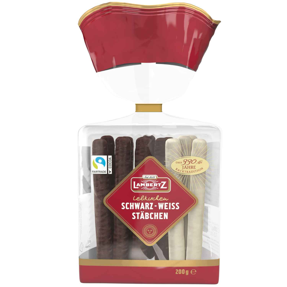 Lambertz Lebkuchen Stäbchen Schwarz-Weiß 200g / 7.05oz