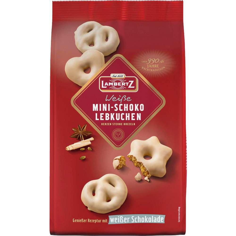 Lambertz Weiße Mini Schokoladen Lebkuchen Weihnachtsgebäck 300g