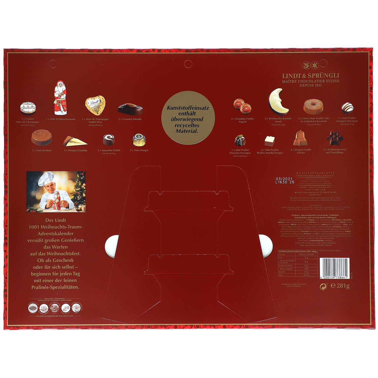 Calendario de Adviento Lindt 1001 Christmas Dream 281 g / 9,9 oz