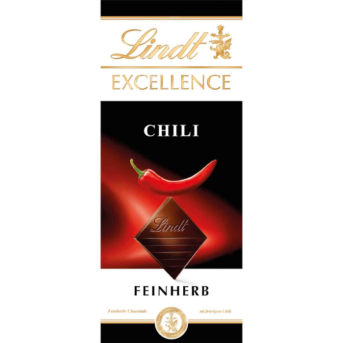 Lindt Excellence Chilli Barretta di cioccolato fondente fine 100g / 3,52oz