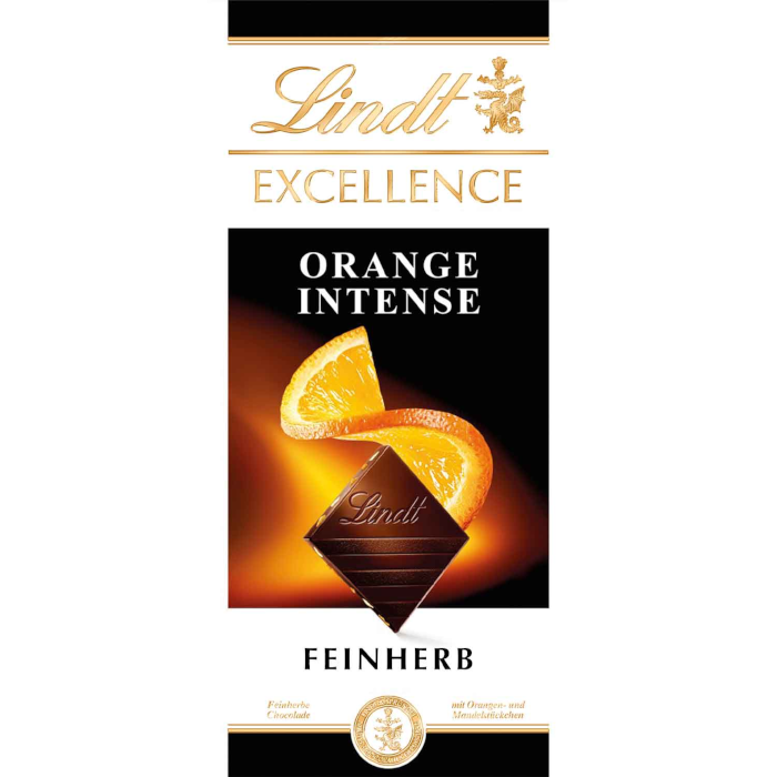 Lindt Excellence Orange Intense Semi-Dark Chocolate Bar 100g / 3.52oz