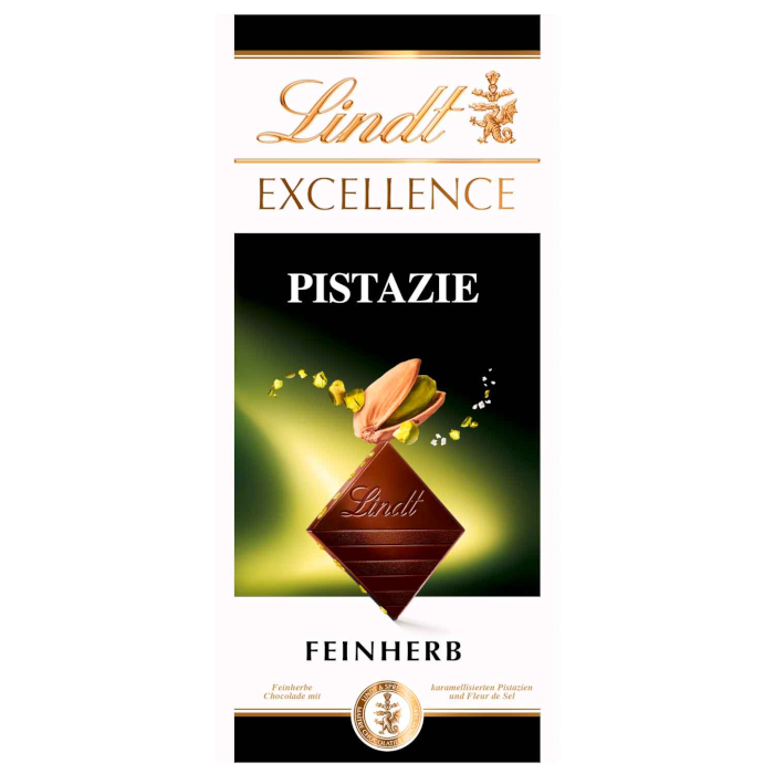 Lindt Excellence Pistacchio Barretta di cioccolato fondente fine 100g / 3,52oz