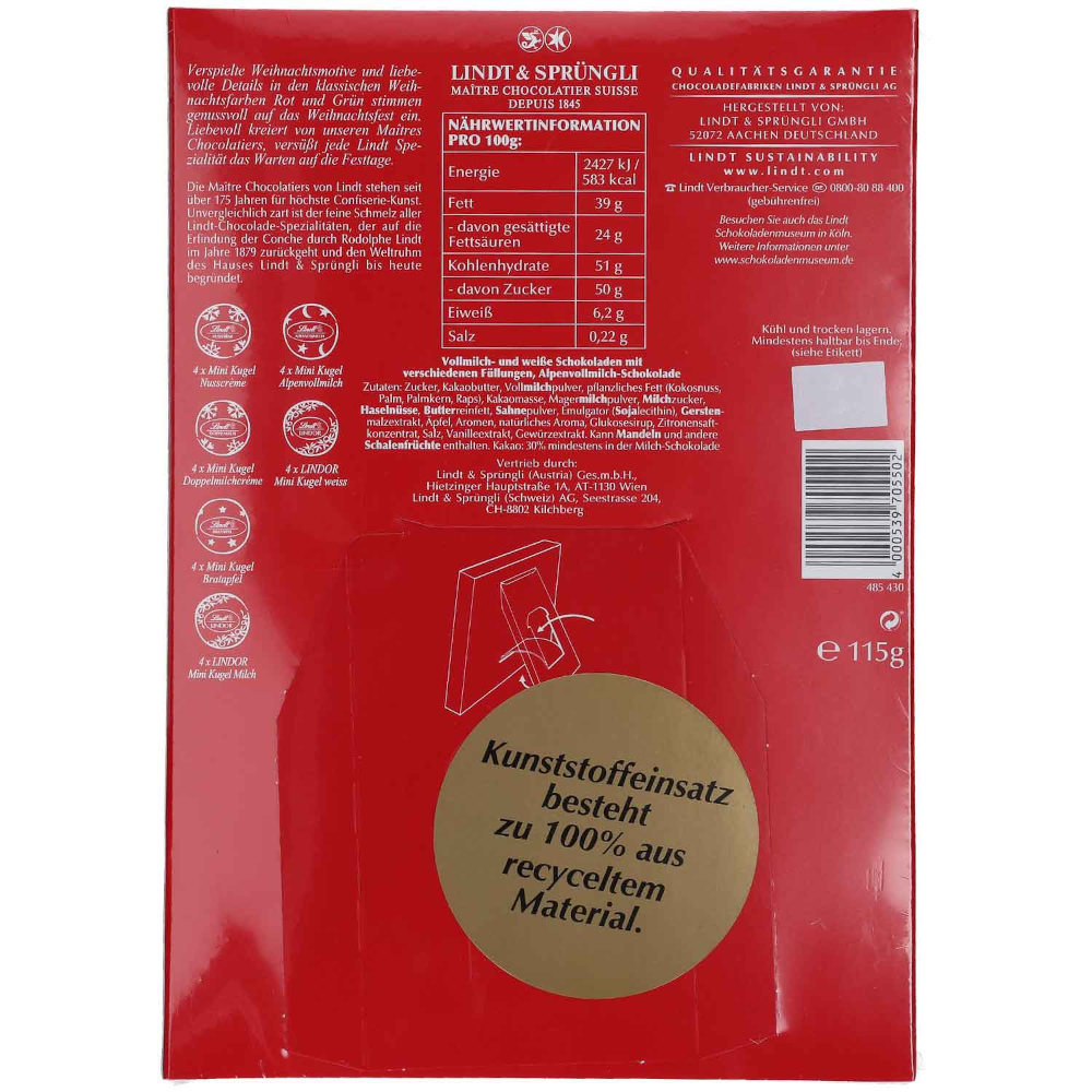 Lindt Frohes Fest Mini Tisch Adventskalender 115g / 4.05oz