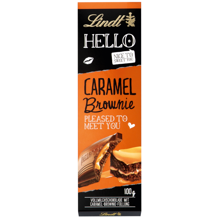 Lindt HELLO Caramel Brownie Vollmilch Schokolade 100g / 3.52 oz