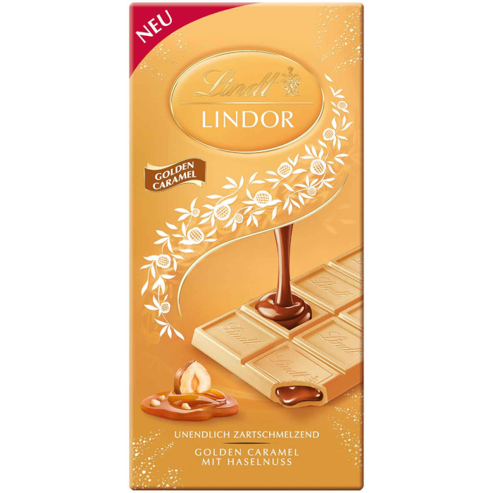 Lindt Lindor Golden Caramel Chocolate Bar 100g / 3.52oz