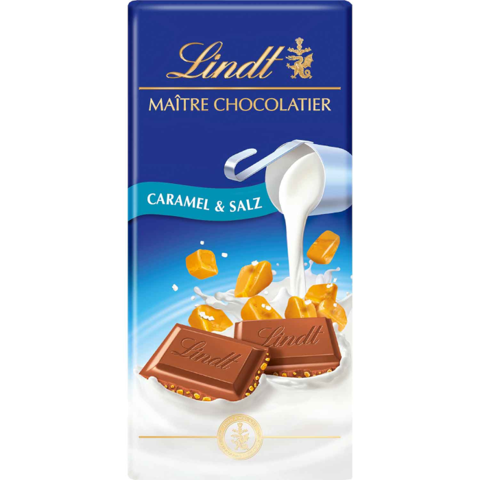 Lindt Maître Chocolatier Caramel &amp; Salt Milk Chocolate Bar 100g / 3.52oz