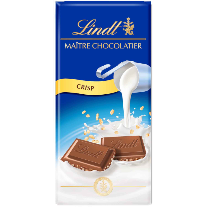 Lindt Maître Chocolatier Crisp tablette de lait entier 100g / 3.52oz