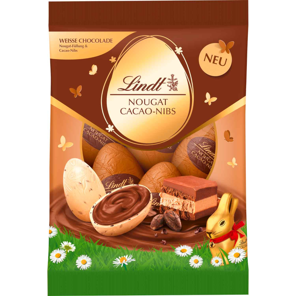 Lindt Nougat Cacao Nibs Chocolate Easter Eggs 90g / 3.19 oz