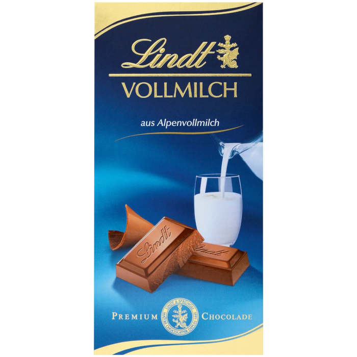 Lindt Vollmilch Schokoladen Tafel 100g / 3.52oz