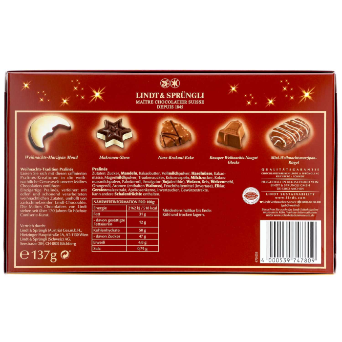 Lindt Weihnachts-Tradition Pralinés 137g / 4.83oz