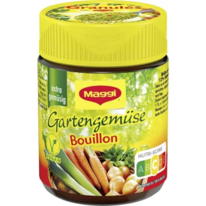 Maggi Granulés vegane Gartengemüse Bouillon im Glas ergibt 7 Liter